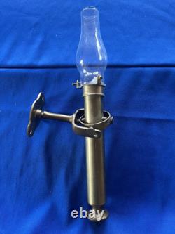Vintage Brass Gimbaled Swinging Lamp Nautical Candle Lantern With Globe