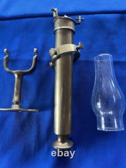 Vintage Brass Gimbaled Swinging Lamp Nautical Candle Lantern With Globe