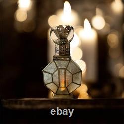 Vintage Brass & Glass Lantern 45cm Mid-Century Ornate Crown Design Light
