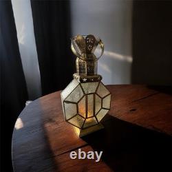 Vintage Brass & Glass Lantern 45cm Mid-Century Ornate Crown Design Light