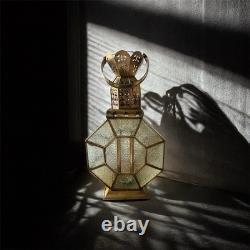 Vintage Brass & Glass Lantern 45cm Mid-Century Ornate Crown Design Light