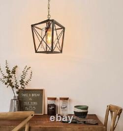 Vintage Brass Glass Shade Hanging Pendant Ceiling Lantern Pub Diner Light M0200