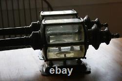 Vintage Brass Huge 23 Old Outdoor Sconce Carriage Lanterns Beveled Glass Panels