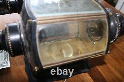 Vintage Brass Huge 23 Old Outdoor Sconce Carriage Lanterns Beveled Glass Panels