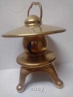 Vintage Brass Japanese Electric Table Lantern Light Pagoda Temple