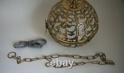 Vintage Brass Japanese Karakusa Globe Lantern Light Lamp Orb Hanging Swag