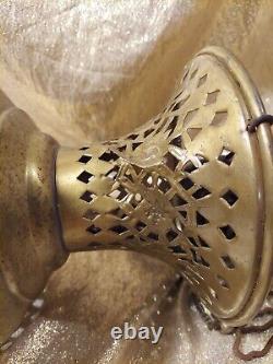 Vintage Brass Lantern Pierced Moroccan Hanging Lamp Candle Holder Antique Decor