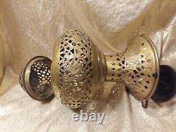 Vintage Brass Lantern Pierced Moroccan Hanging Lamp Candle Holder Antique Decor