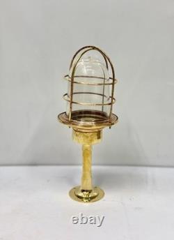 Vintage Brass Lantern with Glass Dome & Cage Antique Style Decorative Light