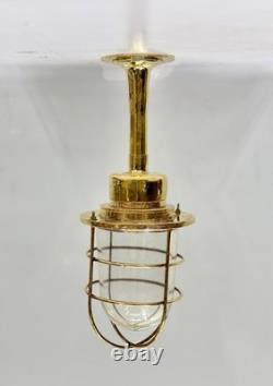 Vintage Brass Lantern with Glass Dome & Cage Antique Style Decorative Light