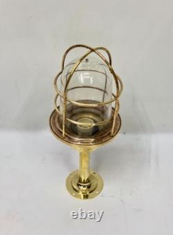 Vintage Brass Lantern with Glass Dome & Cage Antique Style Decorative Light