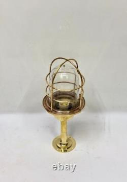 Vintage Brass Lantern with Glass Dome & Cage Antique Style Decorative Light