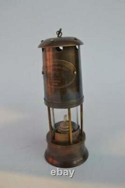 Vintage Brass Miner Lamp Miniature Brass Welsh Miners Lamp Lantern Antique Miner