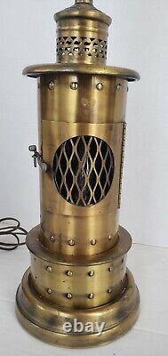 Vintage Brass Nautical Table Lamp Lantern 3-Way Switch Flickering Flame Maritime