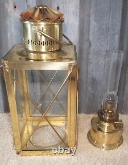 Vintage Brass Ship Marine Den Haan Rotterdam Hanging Lantern Lamp D. H. R Antique