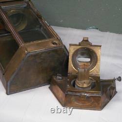 Vintage Brass Ships Cabin Oil Lantern W P & CO 1941 Birmingham England Lot 2
