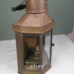 Vintage Brass Ships Cabin Oil Lantern W P & CO 1941 Birmingham England Lot 2