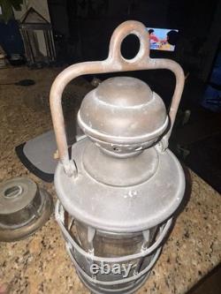 Vintage Brass Ships Lantern Perkins Perko Type No Markings Curved Glass