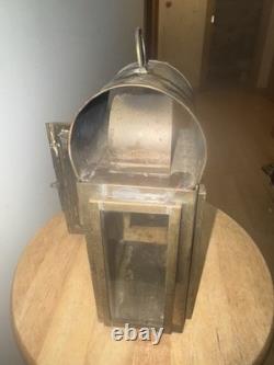 Vintage Brass WEDGE Oil Lantern Made in USA Glass Panel Hurricane Lamp