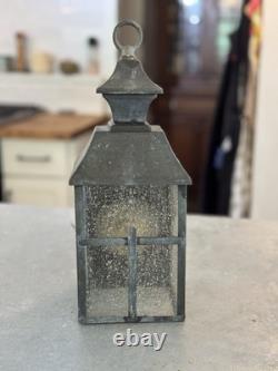 Vintage Brass Wall Lantern Seeded Glass