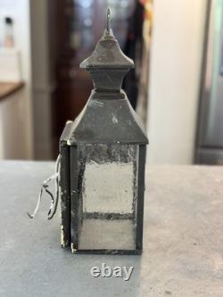 Vintage Brass Wall Lantern Seeded Glass