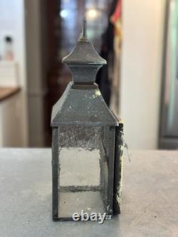 Vintage Brass Wall Lantern Seeded Glass