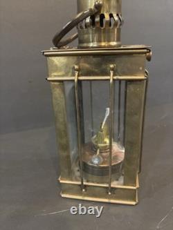 Vintage British Brass Lantern with British Make Oil Burner Maritime Railway