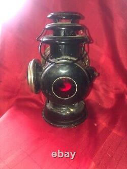 Vintage Bullseye Lantern Blue Green Red Lens automobile / railroad Old Antique