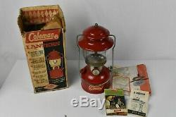 Vintage COLEMAN 200A195 Lantern RED with Box & Inserts ORIGINAL GLASS