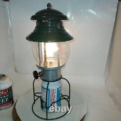 Vintage COLEMAN 5101 LP Single Mantle Lantern With red Label Pyrex Globe and fuel