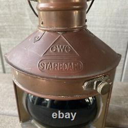 Vintage CWC Copper Brass Red Green Port & Starboard Lanterns 9.5 X 6