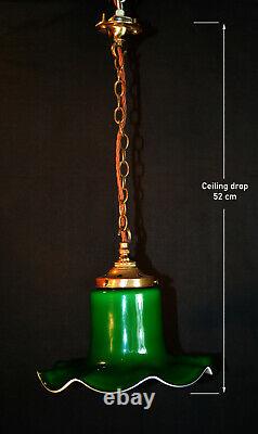 Vintage C-1950s Italian Murano handmade tulip cased glass pendant light lantern