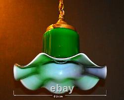 Vintage C-1950s Italian Murano handmade tulip cased glass pendant light lantern