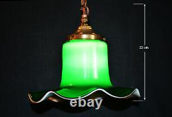 Vintage C-1950s Italian Murano handmade tulip cased glass pendant light lantern