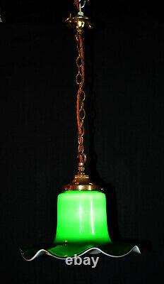 Vintage C-1950s Italian Murano handmade tulip cased glass pendant light lantern