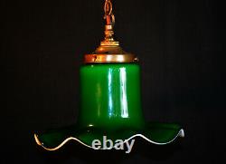 Vintage C-1950s Italian Murano handmade tulip cased glass pendant light lantern