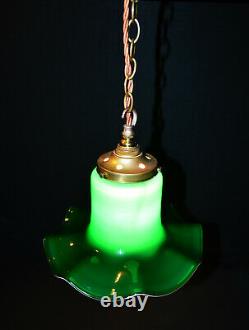 Vintage C-1950s Italian Murano handmade tulip cased glass pendant light lantern