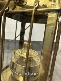 Vintage Cargo Lantern Light Made In Great Britain / England Brass & Glass