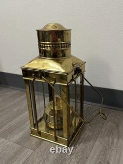 Vintage Cargo Lantern Light Made In Great Britain / England Brass & Glass