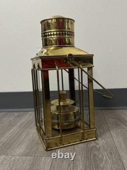 Vintage Cargo Lantern Light Made In Great Britain / England Brass & Glass