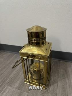 Vintage Cargo Lantern Light Made In Great Britain / England Brass & Glass