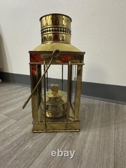 Vintage Cargo Lantern Light Made In Great Britain / England Brass & Glass
