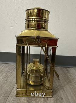 Vintage Cargo Lantern Light Made In Great Britain / England Brass & Glass
