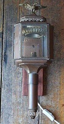 Vintage Carriage Coach Lantern Light Antique Copper Brass Converted Wall Lamp