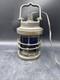 Vintage Cast Bronze Ship Lantern Blue Globe Electrified Natural Patina
