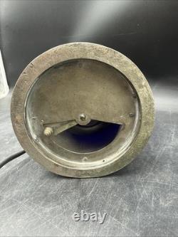 Vintage Cast Bronze Ship Lantern Blue Globe Electrified Natural Patina