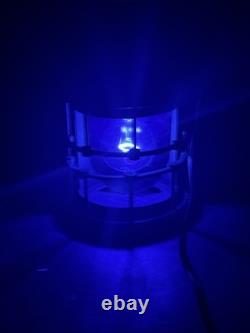 Vintage Cast Bronze Ship Lantern Blue Globe Electrified Natural Patina