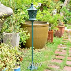 Vintage Cast Iron Garden Lantern, Decorative Outdoor/Indoor Post Lamp with Ornat