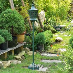 Vintage Cast Iron Garden Lantern, Decorative Outdoor/Indoor Post Lamp with Ornat