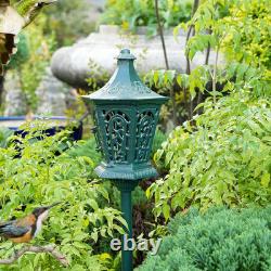 Vintage Cast Iron Garden Lantern, Decorative Outdoor/Indoor Post Lamp with Ornat